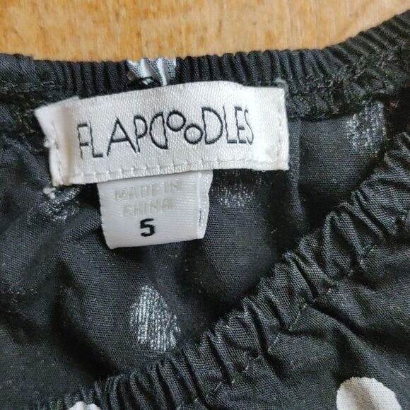 Flapdoodles Romper Size 5 Black White Polka Dot Jumpsuit Cotton Spring - Picture 2 of 8